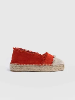Shoes|Saint and Sofia Ivy Frayed Espadrille Pumps - Orange