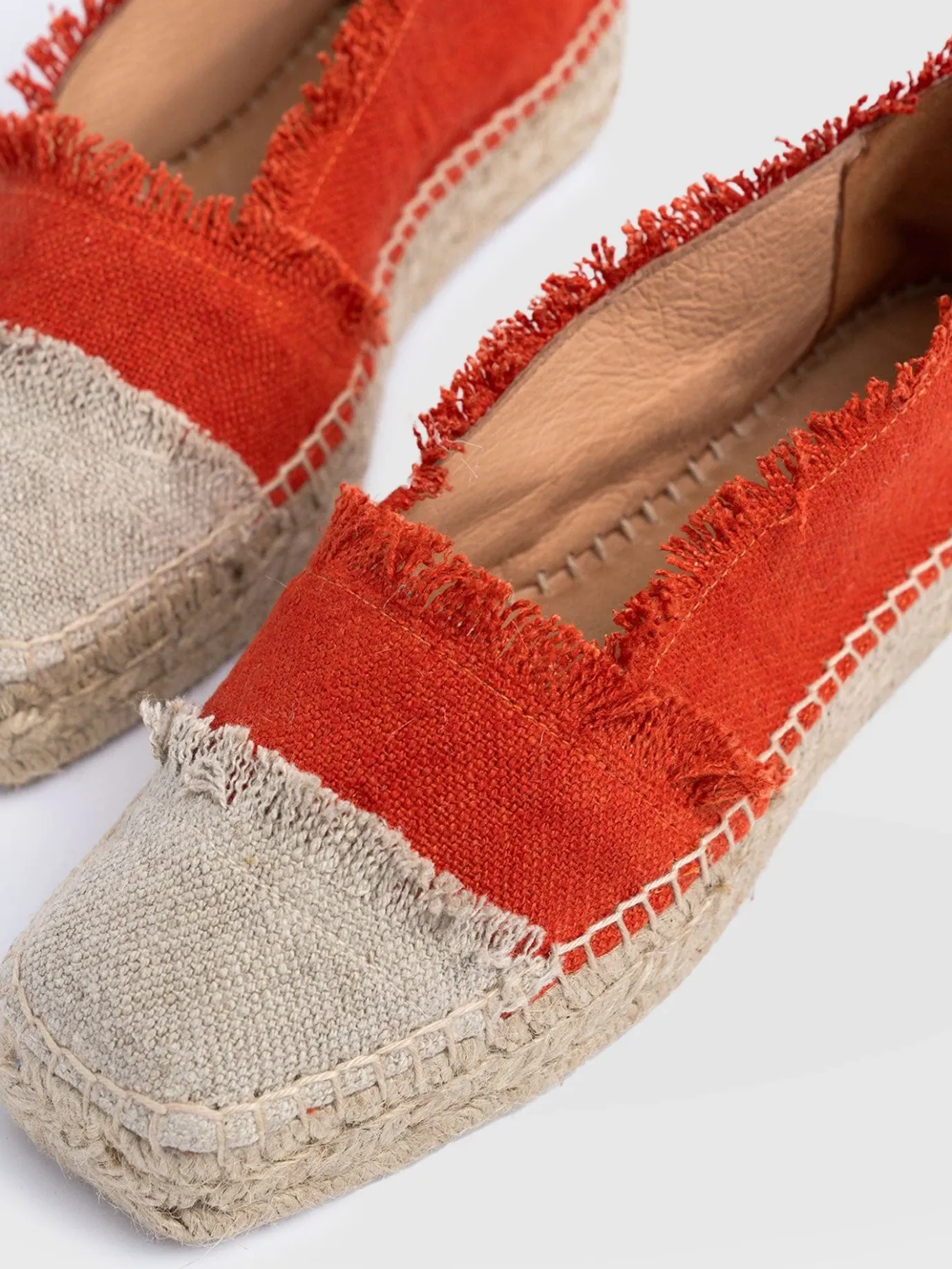 Shoes|Saint and Sofia Ivy Frayed Espadrille Pumps - Orange