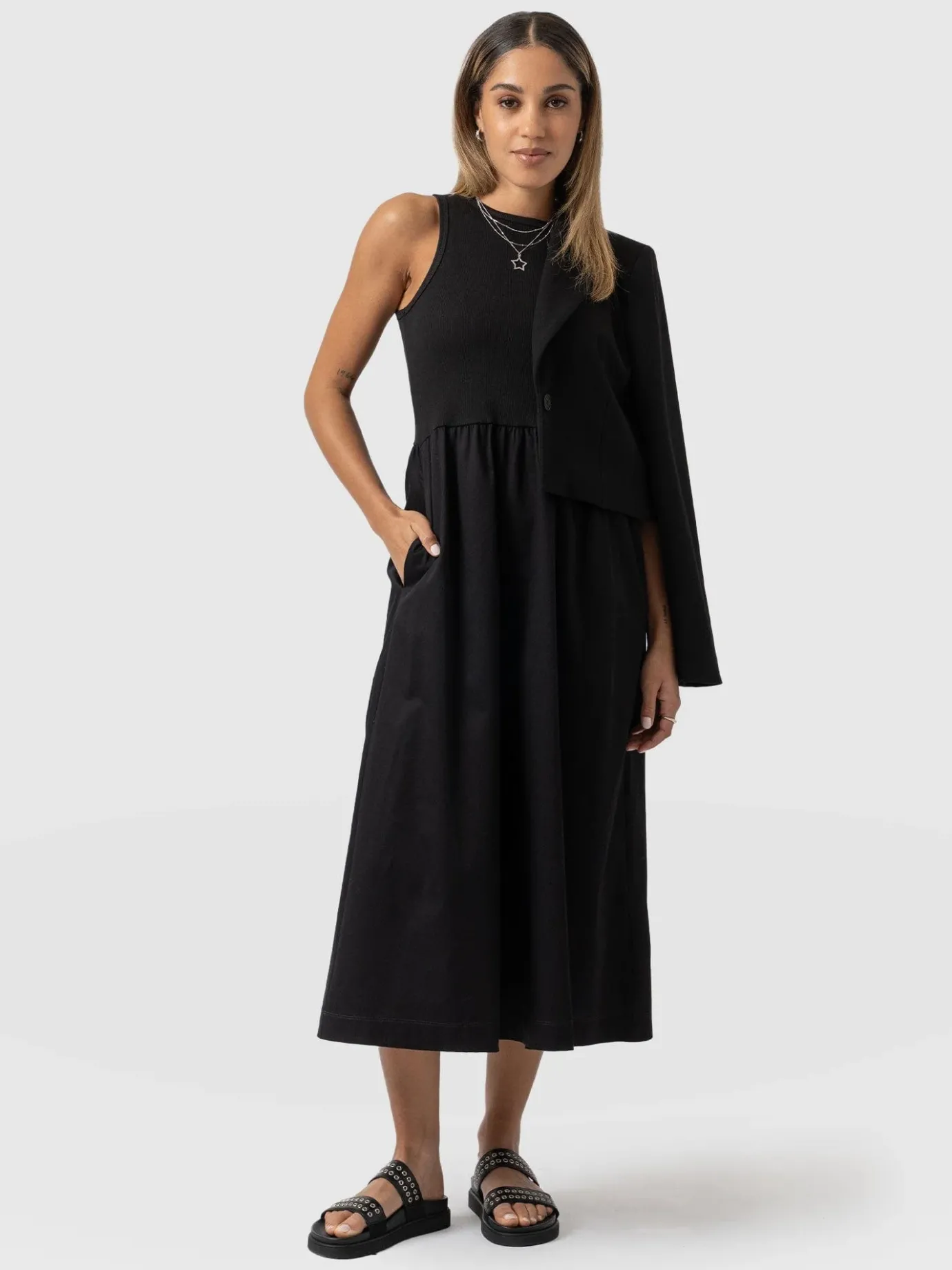 Dresses|Saint and Sofia Ivy Full Skirt Sleeveless Dress - Black