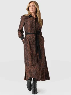 Dresses|Saint and Sofia Jacqueline Shirt Dress - Brown Snake