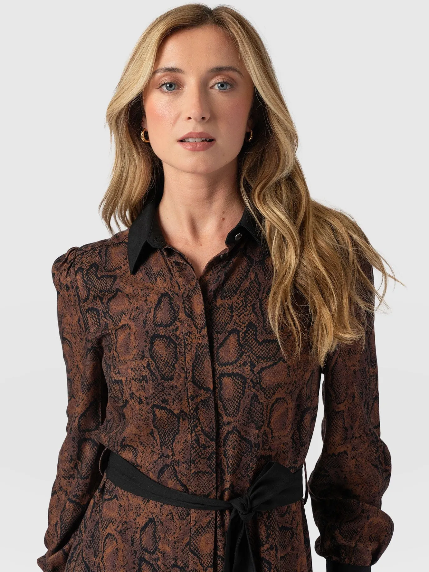 Dresses|Saint and Sofia Jacqueline Shirt Dress - Brown Snake