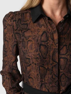 Dresses|Saint and Sofia Jacqueline Shirt Dress - Brown Snake