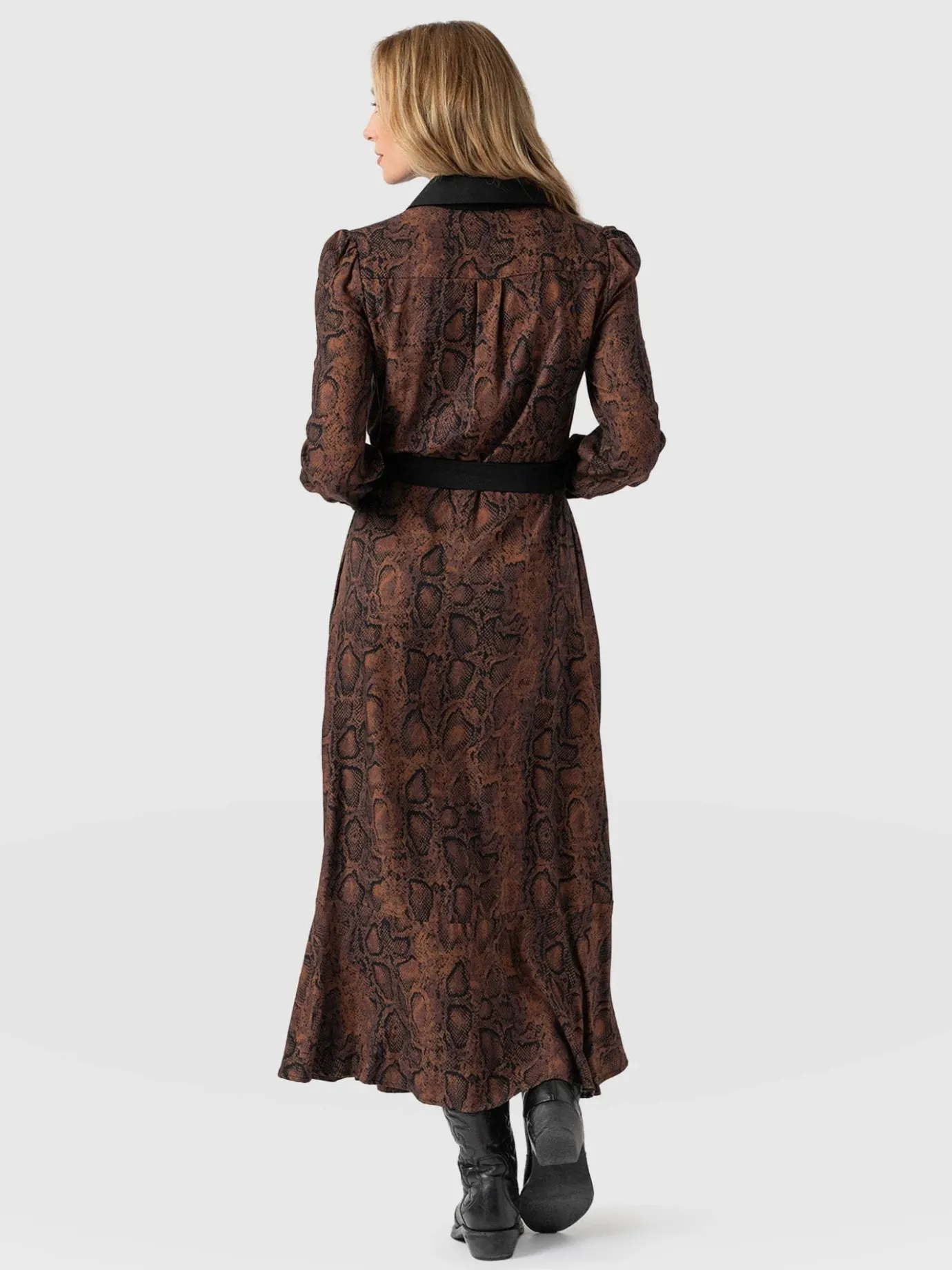 Dresses|Saint and Sofia Jacqueline Shirt Dress - Brown Snake