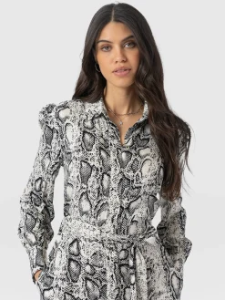 Dresses|Saint and Sofia Jacqueline Shirt Dress - Cream Snake