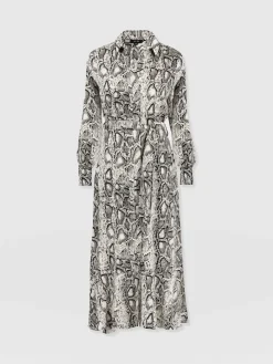 Dresses|Saint and Sofia Jacqueline Shirt Dress - Cream Snake