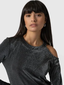 T-shirts & Tanks|Saint and Sofia Jasna Cold Shoulder Tee - Silver