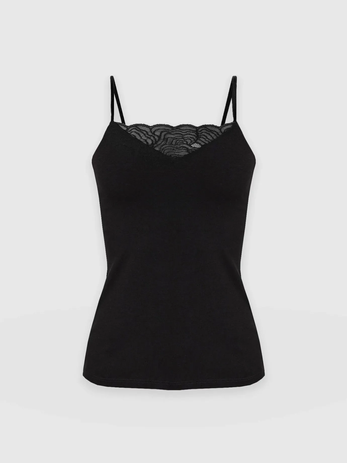 T-shirts & Tanks|Saint and Sofia Jersey Lace Cami - Black