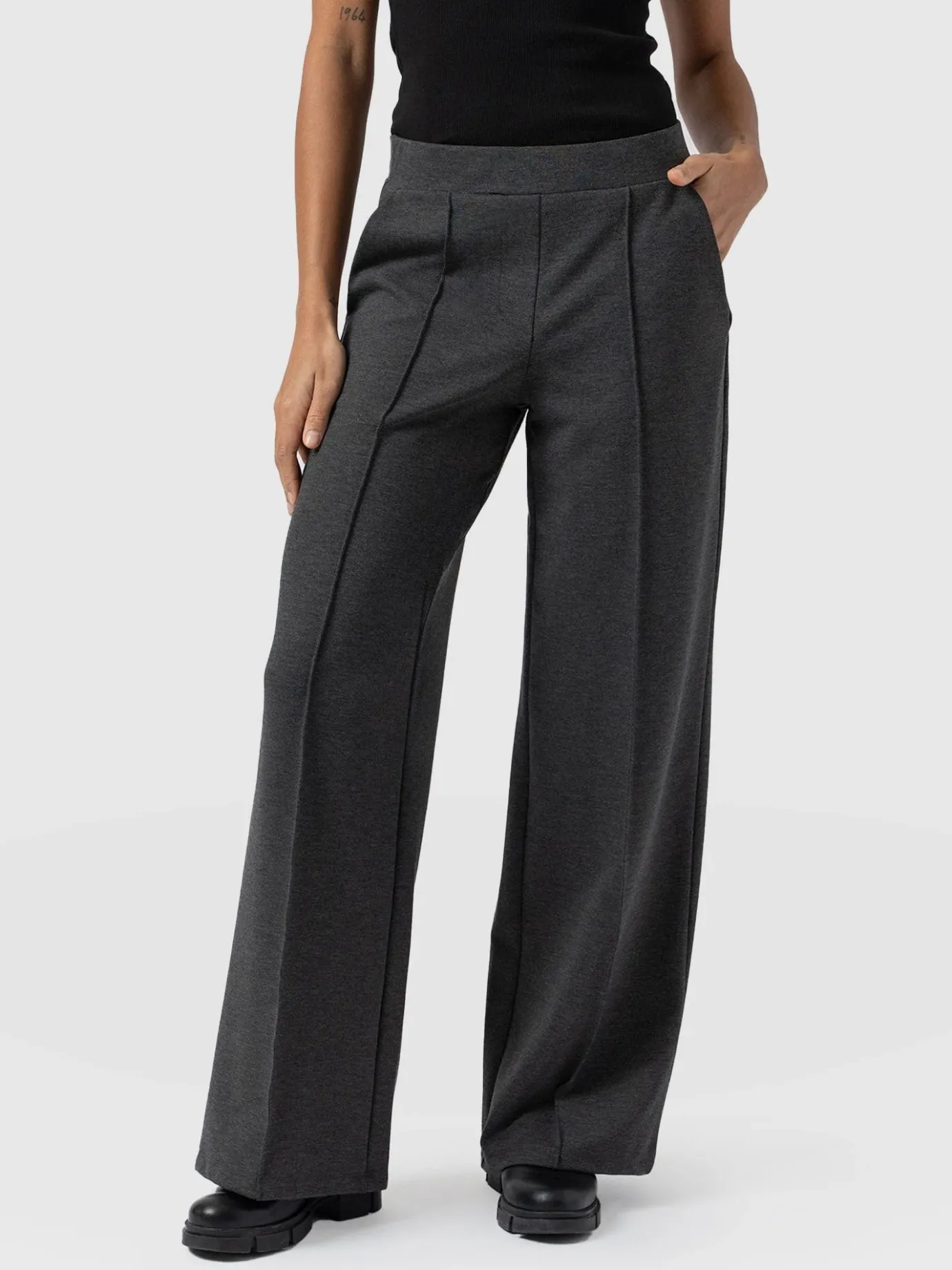 Pants|Saint and Sofia Keller Wide Leg Pant - Charcoal