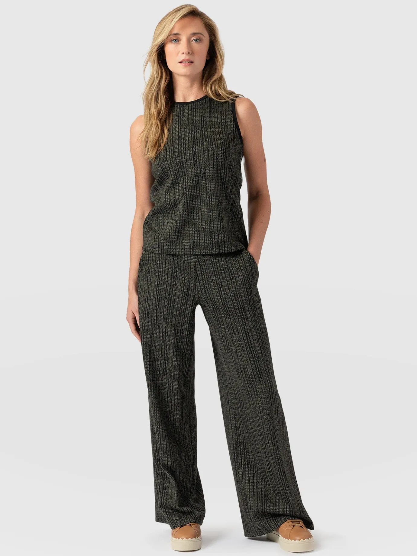 Pants|Saint and Sofia Keller Wide Leg Pant - Green Texture