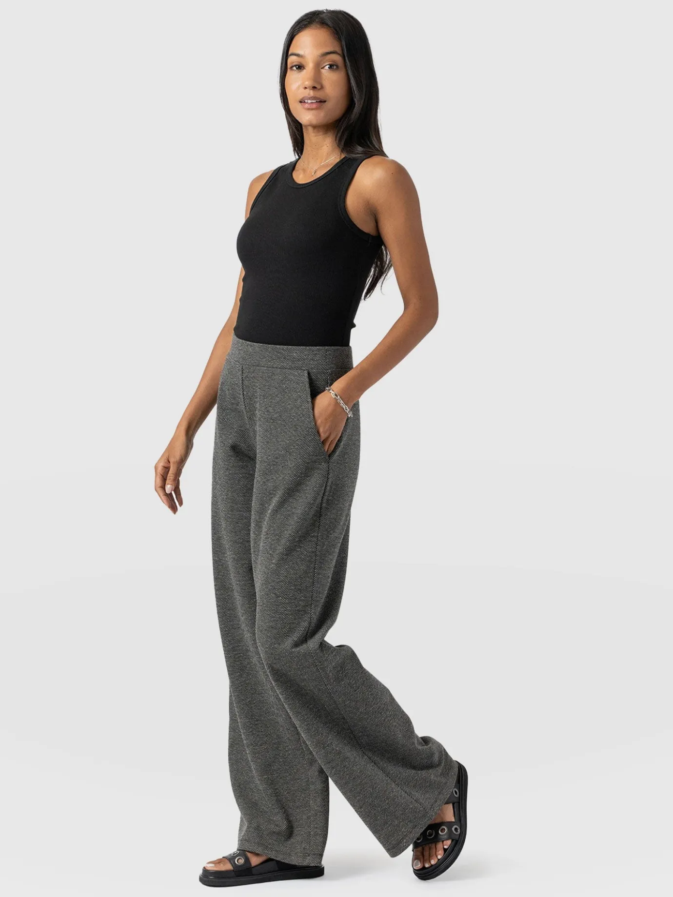 Pants|Saint and Sofia Keller Wide Leg Pant - Grey Twill