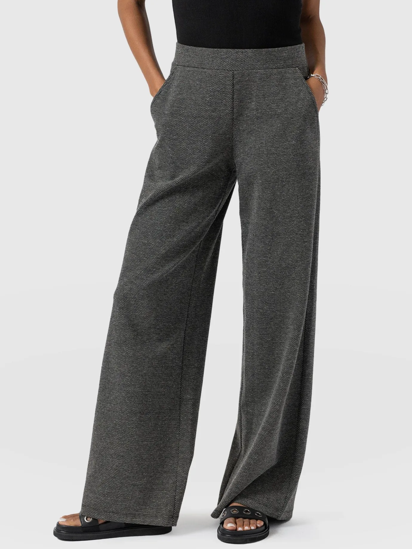 Pants|Saint and Sofia Keller Wide Leg Pant - Grey Twill