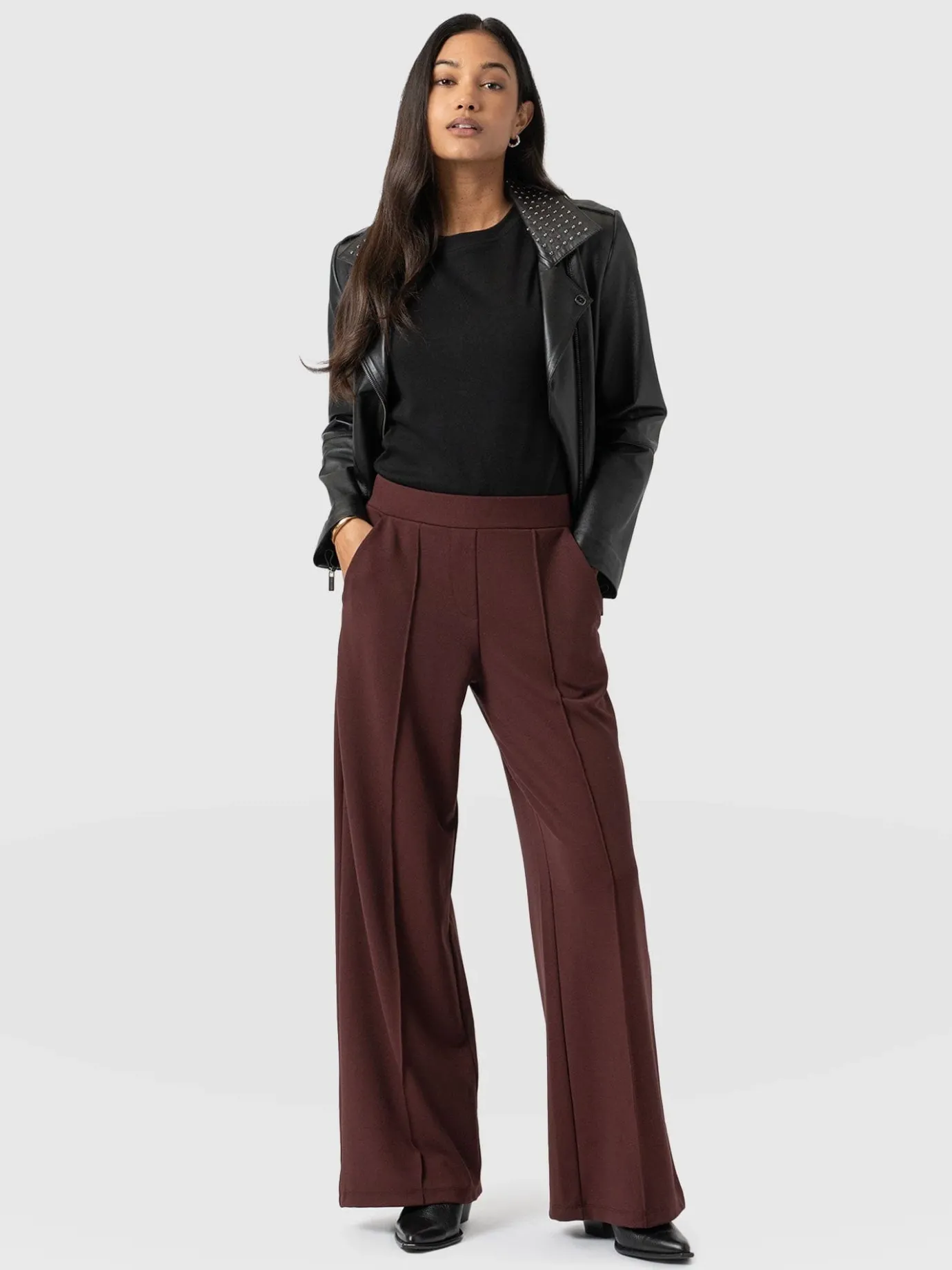 Pants|Saint and Sofia Keller Wide Leg Pant - Maroon