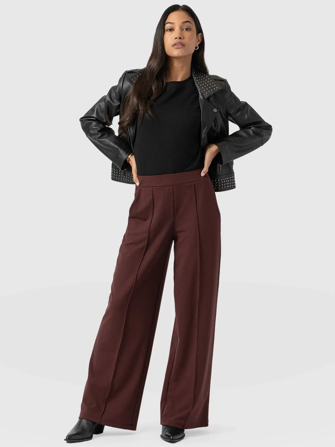 Pants|Saint and Sofia Keller Wide Leg Pant - Maroon
