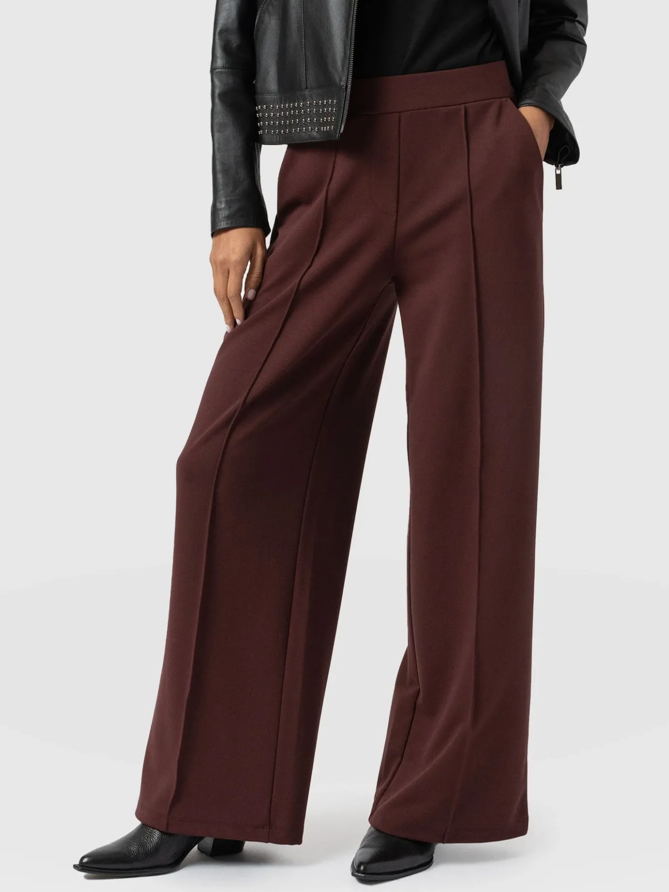 Pants|Saint and Sofia Keller Wide Leg Pant - Maroon