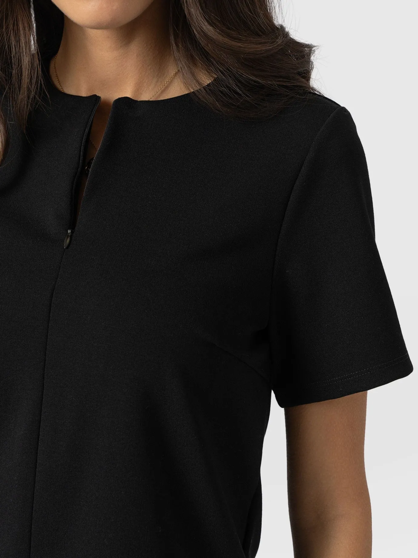 T-shirts & Tanks|Saint and Sofia Keller Zip Up Tee - Black