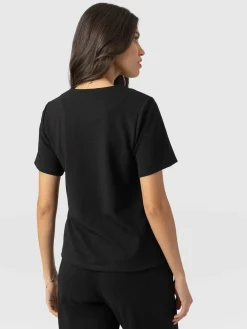 T-shirts & Tanks|Saint and Sofia Keller Zip Up Tee - Black