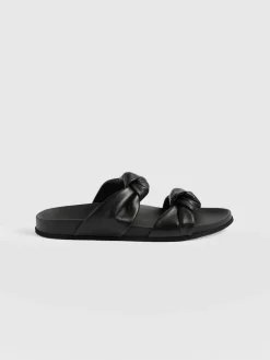 Sandals|Leather|Saint and Sofia Kingston Knot Sandal - Black