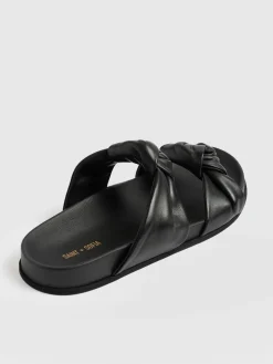 Sandals|Leather|Saint and Sofia Kingston Knot Sandal - Black