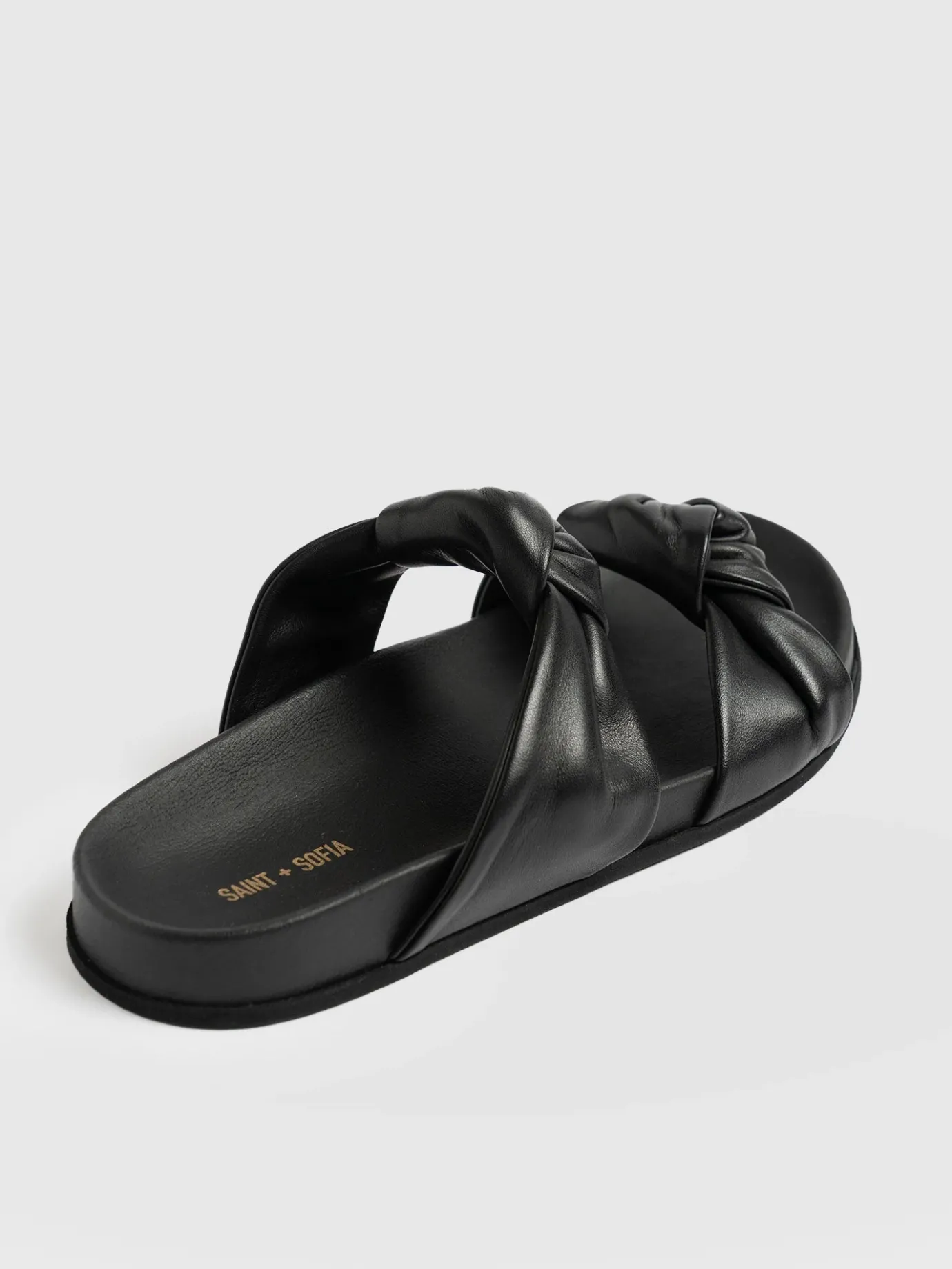 Sandals|Leather|Saint and Sofia Kingston Knot Sandal - Black