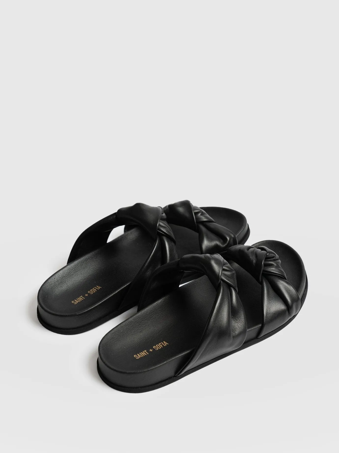 Sandals|Leather|Saint and Sofia Kingston Knot Sandal - Black