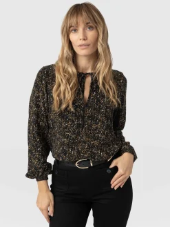 Blouses & Shirts|Saint and Sofia Kristen Blouse - Ditsy Leopard