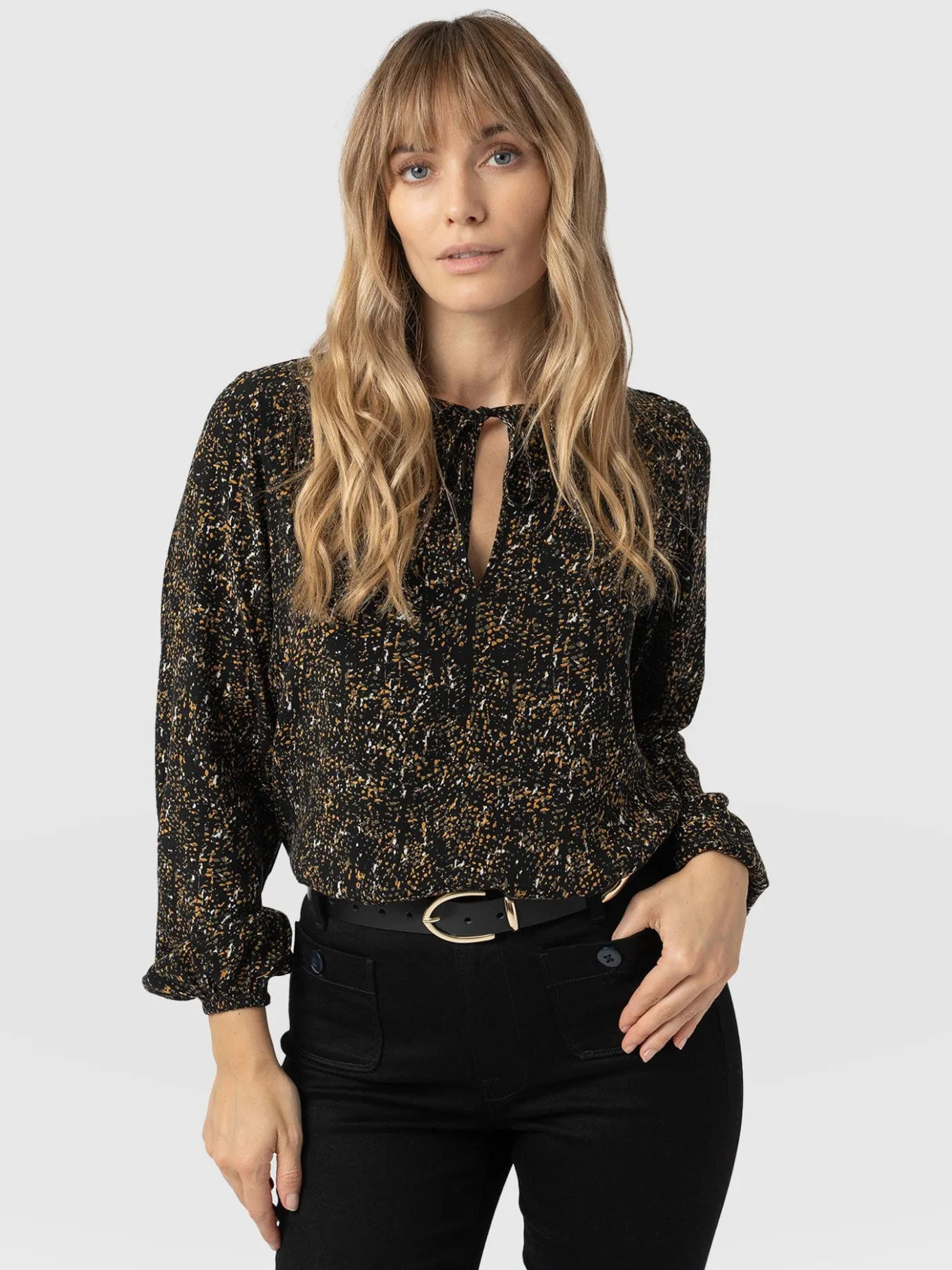 Blouses & Shirts|Saint and Sofia Kristen Blouse - Ditsy Leopard
