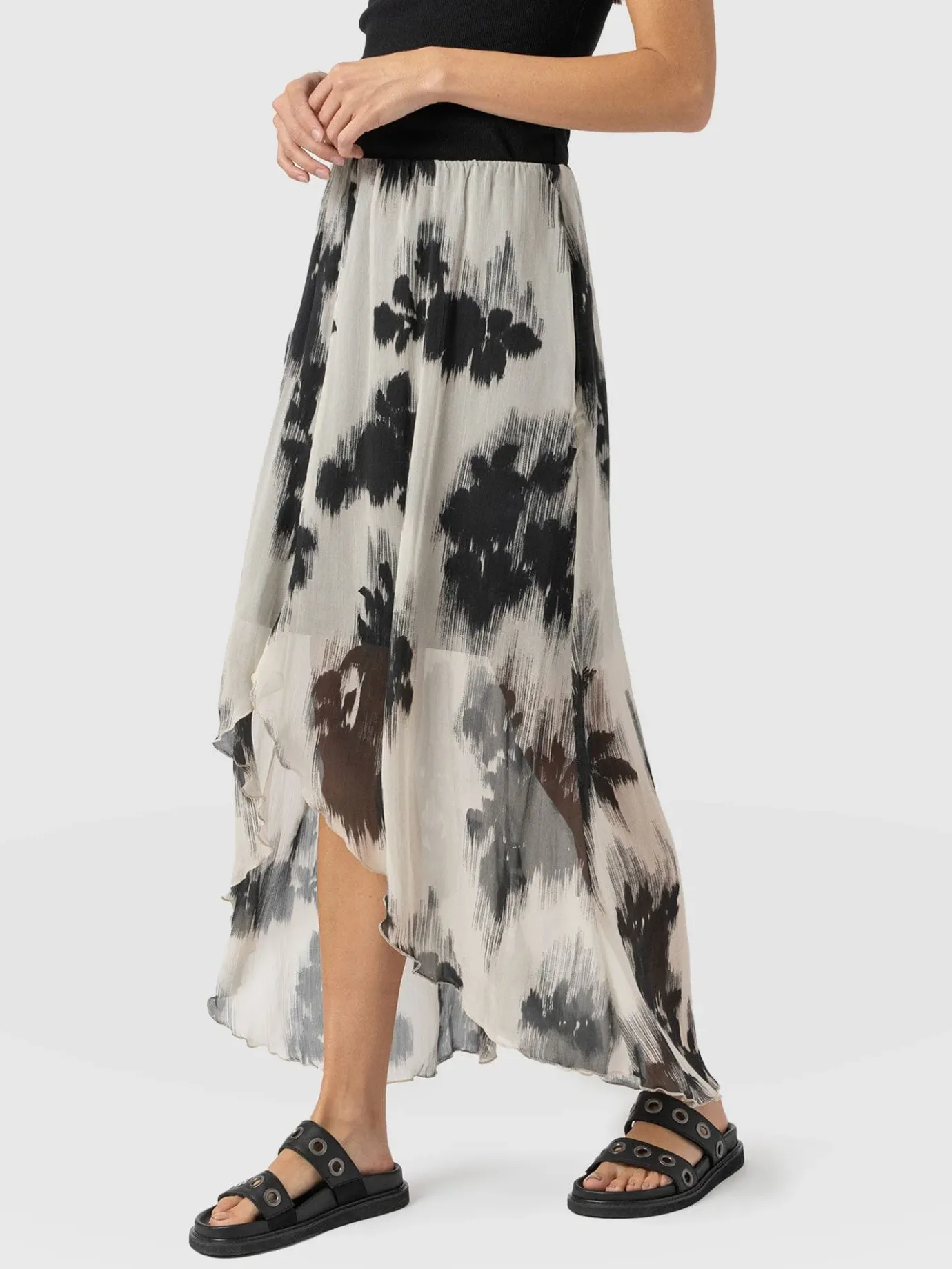 Skirts|Saint and Sofia Lexi High Low Skirt - White Fade Floral
