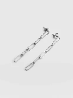 Silver Jewelry|Jewelry|Saint and Sofia Link Chain Drop Earrings - Silver