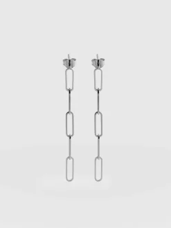 Silver Jewelry|Jewelry|Saint and Sofia Link Chain Drop Earrings - Silver