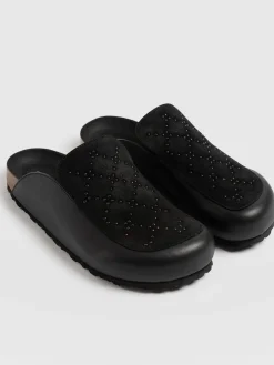 Clogs & Slides|Sandals|Saint and Sofia Lottie Studded Clogs - Black