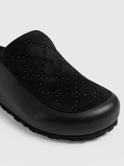 Clogs & Slides|Sandals|Saint and Sofia Lottie Studded Clogs - Black