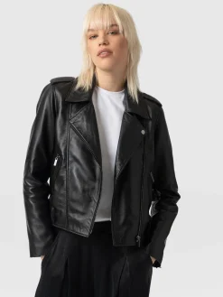 Leather|Coats & Jackets|Saint and Sofia Luther Leather Jacket - Black