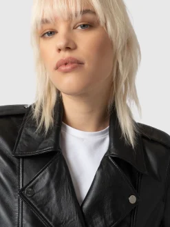Leather|Coats & Jackets|Saint and Sofia Luther Leather Jacket - Black