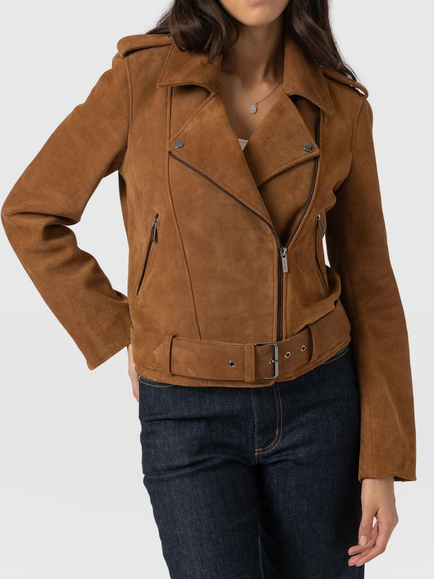 Coats & Jackets|Leather|Saint and Sofia Luther Suede Jacket - Camel