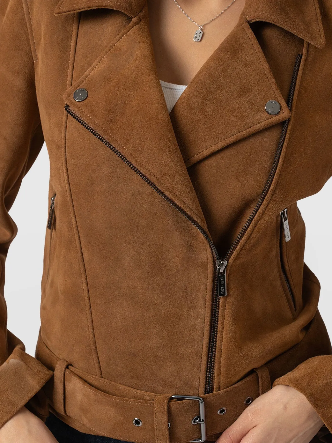Coats & Jackets|Leather|Saint and Sofia Luther Suede Jacket - Camel