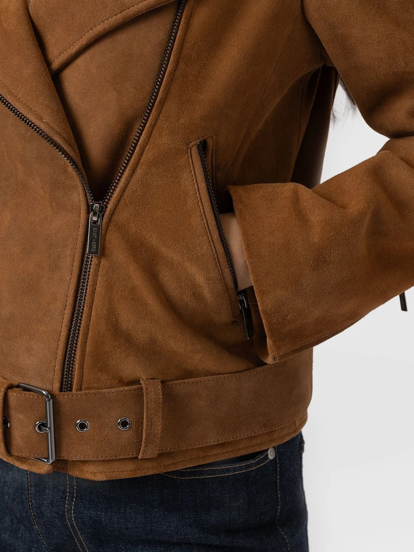 Coats & Jackets|Leather|Saint and Sofia Luther Suede Jacket - Camel