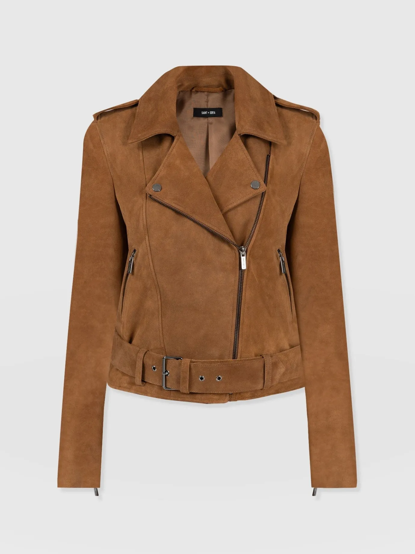 Coats & Jackets|Leather|Saint and Sofia Luther Suede Jacket - Camel