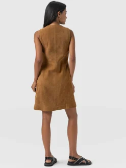 Leather|Dresses|Saint and Sofia Luther Suede Mini Dress - Camel