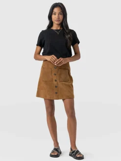 Skirts|Leather|Saint and Sofia Luther Suede Mini Skirt - Camel
