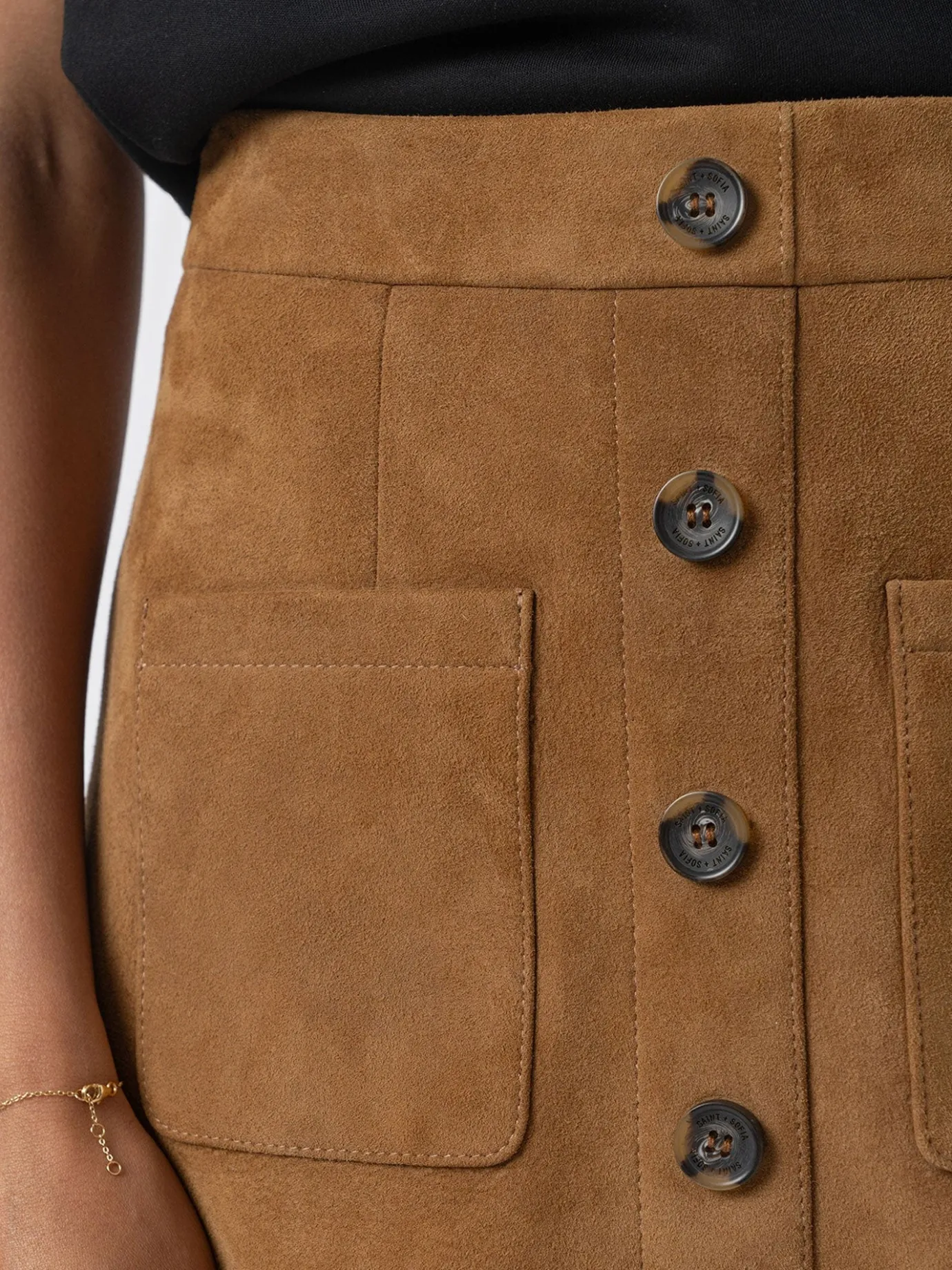 Skirts|Leather|Saint and Sofia Luther Suede Mini Skirt - Camel