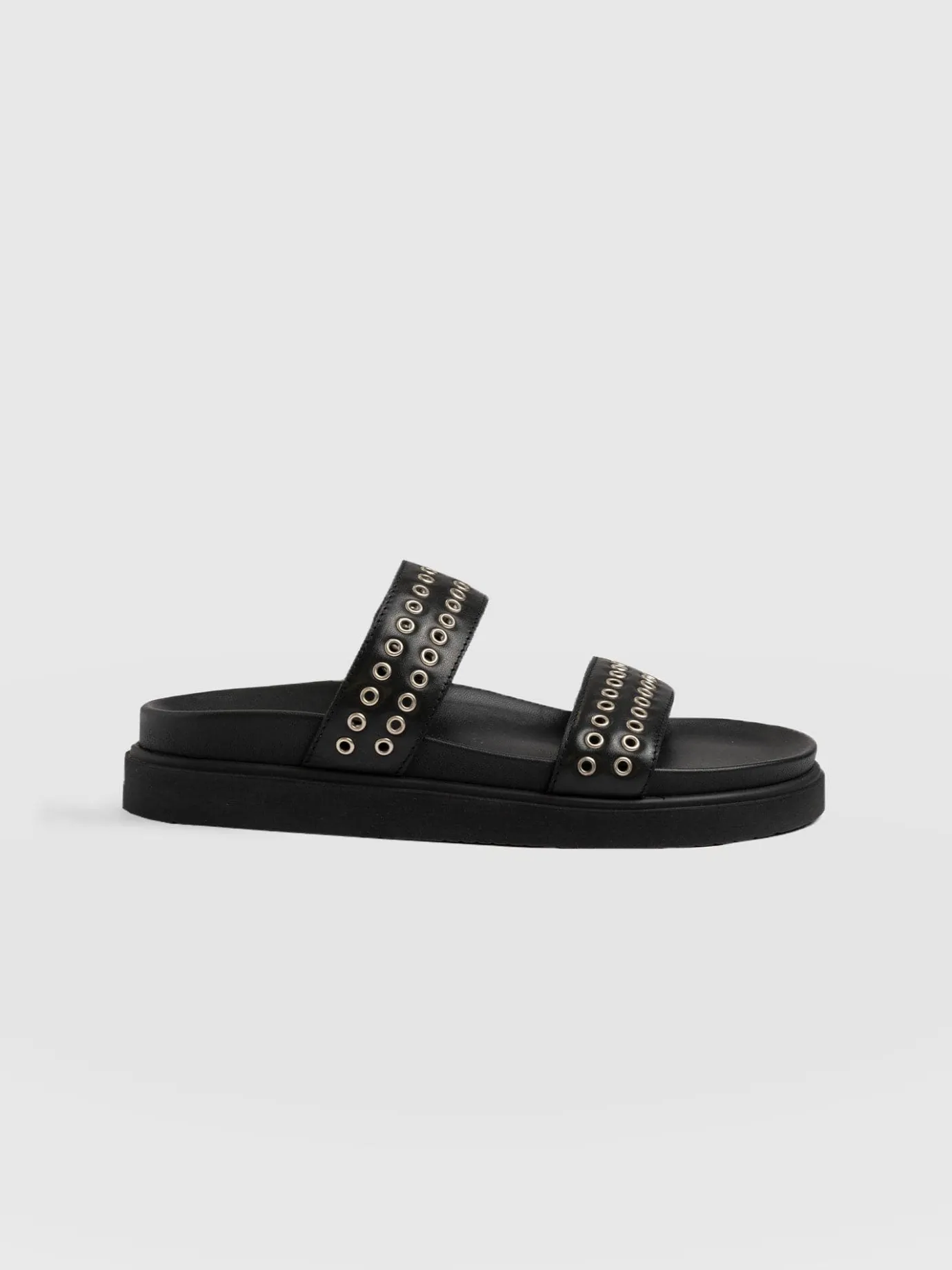 Shoes|Clogs & Slides|Saint and Sofia Maddox Eyelet Slides - Black