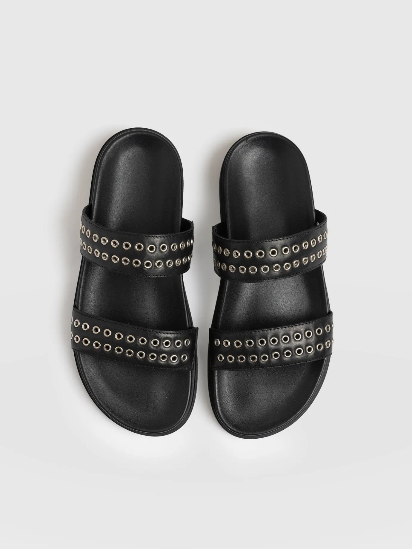 Shoes|Clogs & Slides|Saint and Sofia Maddox Eyelet Slides - Black