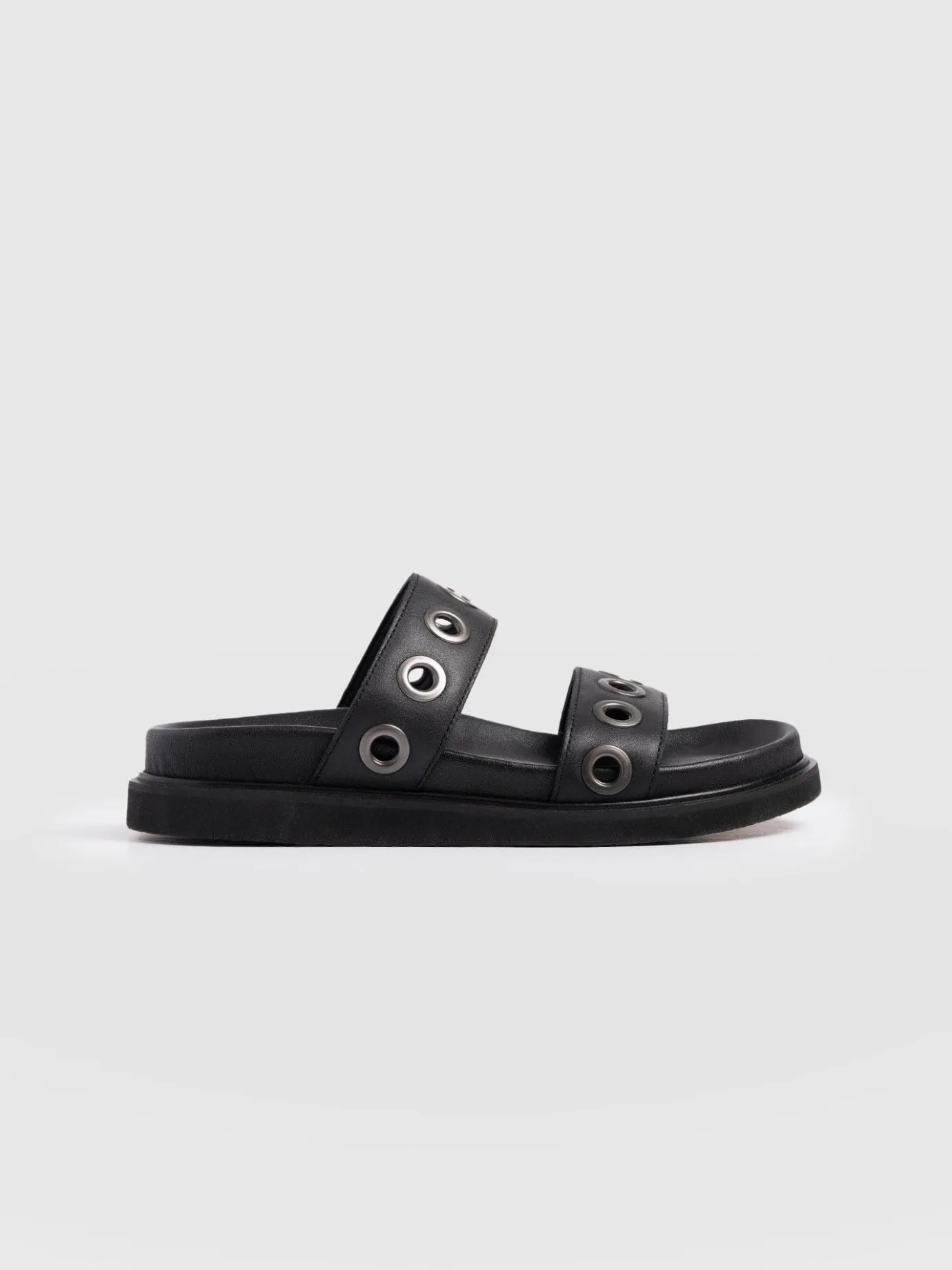 Shoes|Sandals|Saint and Sofia Madison Eyelet Slides - Black