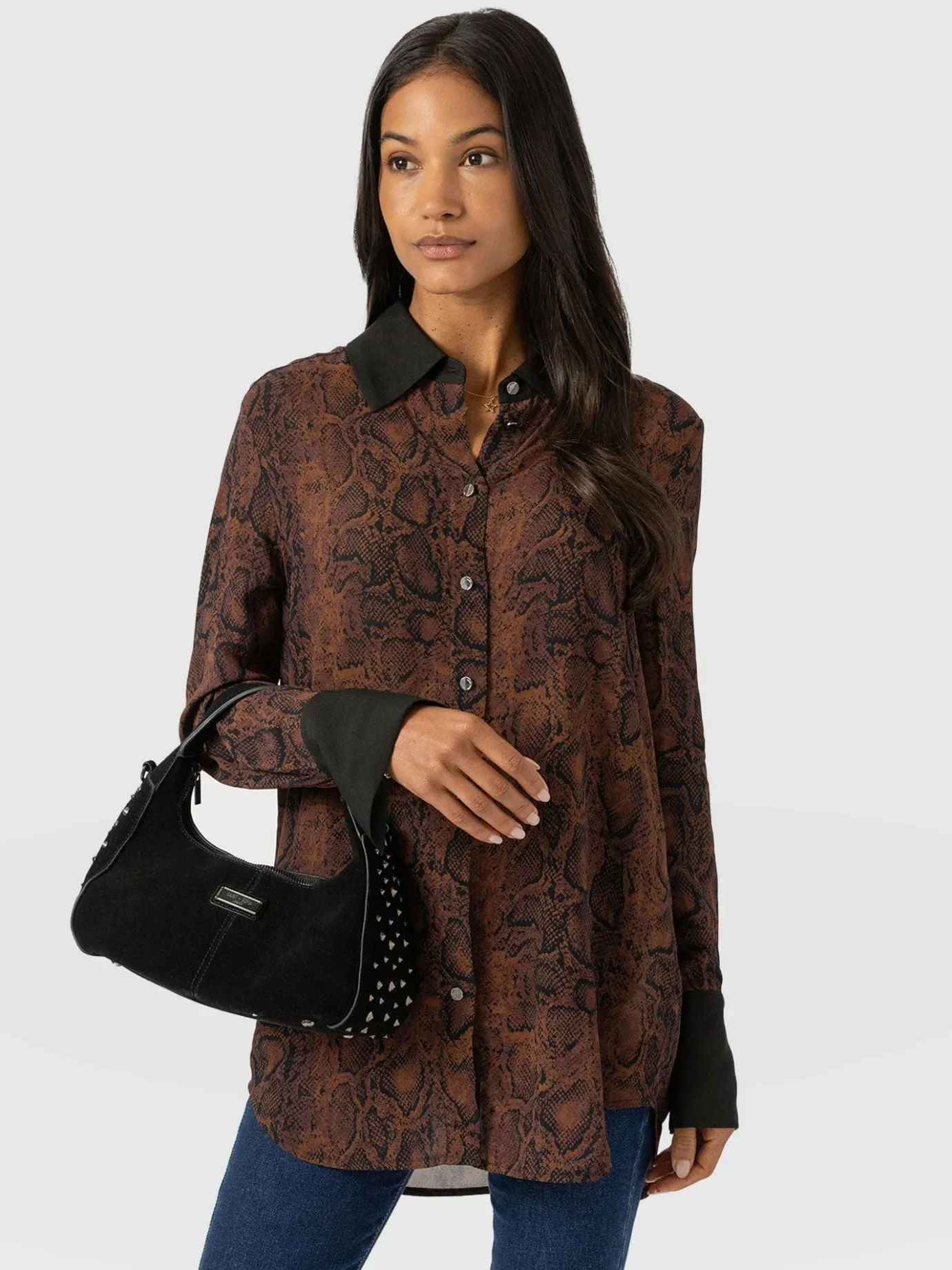 Blouses & Shirts|Saint and Sofia Madison Shirt - Brown Snake
