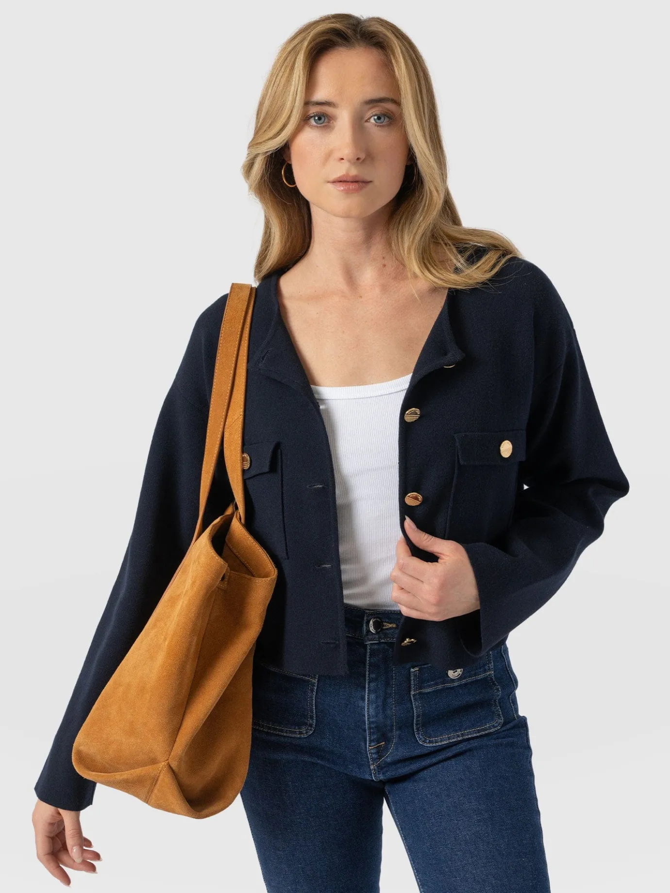 Coats & Jackets|Saint and Sofia Maeva Knit Jacket - Navy