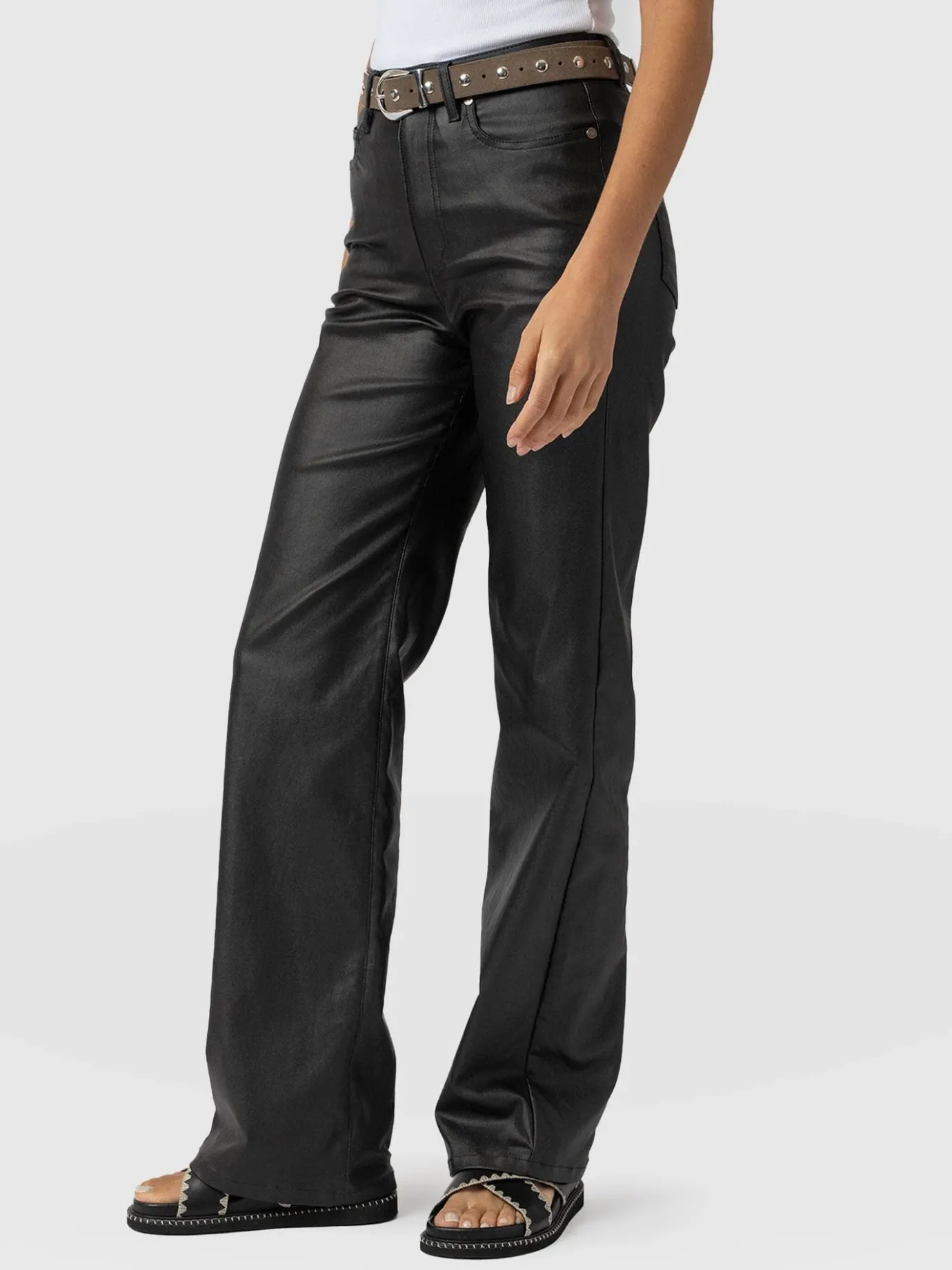Pants|Denim & Jeans|Saint and Sofia Maeve Wide Leg Pant - Black Coated
