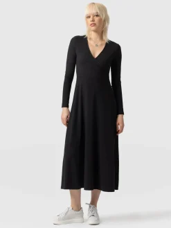 Dresses|Saint and Sofia Maggie Wrap Midi Dress - Black