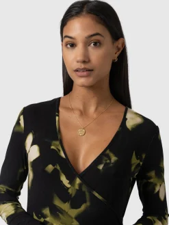 Dresses|Saint and Sofia Maggie Wrap Midi Dress - Green Aurora