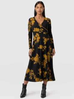 Dresses|Saint and Sofia Maggie Wrap Midi Dress - Yellow Fade Floral