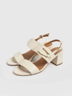 Sandals|Shoes|Saint and Sofia Maida Block Heeled Mules - Cream